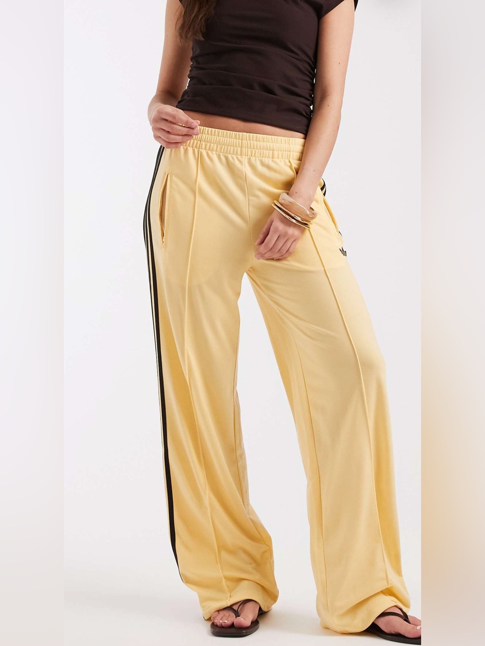 adidas Originals Firebird track pants in yellow and brown